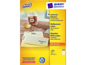 Etikett AVERY ILC A4 210x297 (100) etiketter for laser, kopi og inkjet 